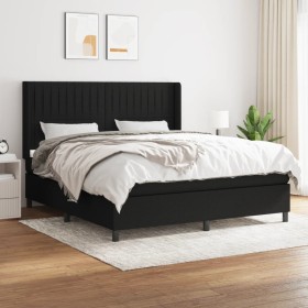 Cama box spring con colchón tela negro 160x200 cm de , Camas y somieres - Ref: Foro24-3131603, Precio: 592,48 €, Descuento: %