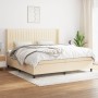 Cama box spring con colchón tela color crema 200x200 cm de , Camas y somieres - Ref: Foro24-3131622, Precio: 628,46 €, Descue...