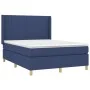 Box spring bed with blue fabric mattress 140x200 cm by , Beds and slatted bases - Ref: Foro24-3132159, Price: 499,21 €, Disco...