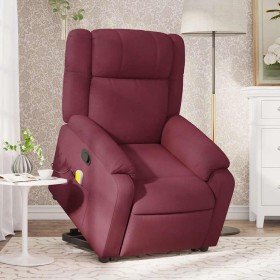 Sillón reclinable de masaje elevable tela rojo tinto en Sillones | Comprar online en Foru.es