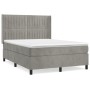 Cama box spring con colchón terciopelo gris claro 140x200 cm de , Camas y somieres - Ref: Foro24-3132801, Precio: 512,39 €, D...