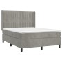 Cama box spring con colchón terciopelo gris claro 140x200 cm de , Camas y somieres - Ref: Foro24-3132801, Precio: 512,39 €, D...