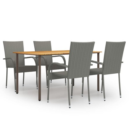 Set de muebles de comedor de jardín 5 piezas de ratán gris de vidaXL, Conjuntos de jardín - Ref: Foro24-3072493, Precio: 355,...