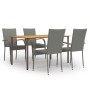 Set de muebles de comedor de jardín 5 piezas de ratán gris de vidaXL, Conjuntos de jardín - Ref: Foro24-3072493, Precio: 355,...