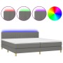 Cama box spring con colchón y LED tela gris oscuro 200x200 cm de , Camas y somieres - Ref: Foro24-3133902, Precio: 561,56 €, ...