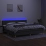 Cama box spring con colchón y LED tela gris oscuro 200x200 cm de , Camas y somieres - Ref: Foro24-3133902, Precio: 561,56 €, ...