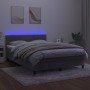 Cama box spring colchón y LED terciopelo gris claro 140x200 cm de , Camas y somieres - Ref: Foro24-3134525, Precio: 464,40 €,...