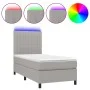 Box spring bed mattress and LED lights light gray fabric 100x200 cm by , Beds and slatted bases - Ref: Foro24-3135013, Price:...