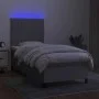 Box spring bed mattress and LED lights light gray fabric 100x200 cm by , Beds and slatted bases - Ref: Foro24-3135013, Price:...