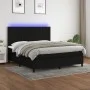Box spring bed mattress and LED lights black fabric 160x200 cm by , Beds and slatted bases - Ref: Foro24-3135047, Price: 565,...