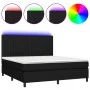 Box spring bed mattress and LED lights black fabric 160x200 cm by , Beds and slatted bases - Ref: Foro24-3135047, Price: 565,...
