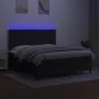 Box spring bed mattress and LED lights black fabric 160x200 cm by , Beds and slatted bases - Ref: Foro24-3135047, Price: 565,...