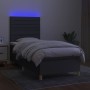 Cama box spring colchón y luces LED tela gris oscuro 80x200 cm de , Camas y somieres - Ref: Foro24-3135470, Precio: 337,72 €,...