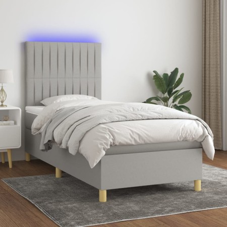Cama box spring colchón y luces LED tela gris claro 80x200 cm de , Camas y somieres - Ref: Foro24-3135549, Precio: 314,29 €, ...