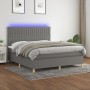 Cama box spring colchón y luces LED tela gris oscuro 160x200 cm de , Camas y somieres - Ref: Foro24-3135606, Precio: 574,07 €...