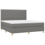 Cama box spring colchón y luces LED tela gris oscuro 160x200 cm de , Camas y somieres - Ref: Foro24-3135606, Precio: 574,07 €...