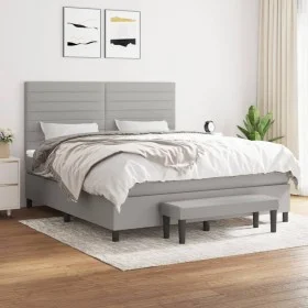 Cama box spring con colchón tela gris claro 160x200 cm de , Camas y somieres - Ref: Foro24-3136685, Precio: 589,63 €, Descuen...