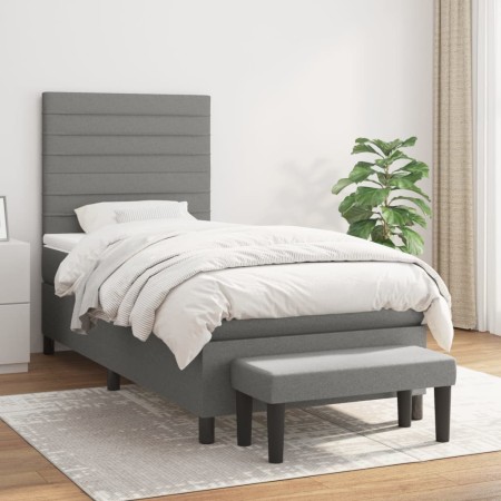 Cama box spring con colchón tela gris oscuro 80x200 cm de , Camas y somieres - Ref: Foro24-3136630, Precio: 356,74 €, Descuen...