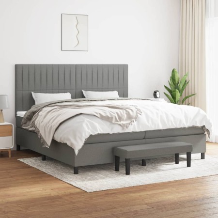 Cama box spring con colchón tela gris oscuro 200x200 cm de , Camas y somieres - Ref: Foro24-3136782, Precio: 726,80 €, Descue...
