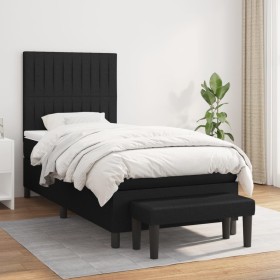 Cama box spring con colchón tela negro 100x200 cm de , Camas y somieres - Ref: Foro24-3136735, Precio: 374,23 €, Descuento: %