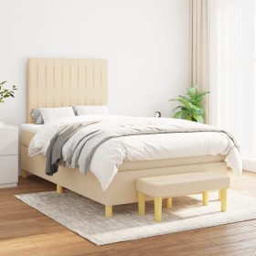 Cama box spring con colchón tela color crema 120x200 cm de , Camas y somieres - Ref: Foro24-3137306, Precio: 457,28 €, Descue...