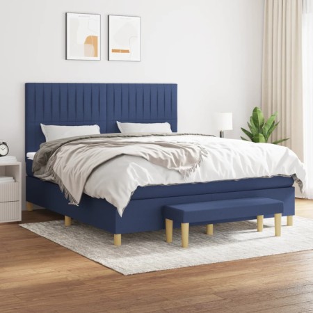 Cama box spring con colchón tela azul 160x200 cm de , Camas y somieres - Ref: Foro24-3137331, Precio: 597,55 €, Descuento: %
