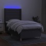 Cama box spring colchón y luces LED tela gris oscuro 80x200 cm de , Camas y somieres - Ref: Foro24-3138910, Precio: 349,39 €,...