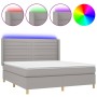 Cama box spring colchón y luces LED tela gris claro 160x200 cm de , Camas y somieres - Ref: Foro24-3138965, Precio: 580,42 €,...