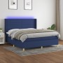 Cama box spring colchón y luces LED tela azul 160x200 cm de , Camas y somieres - Ref: Foro24-3138971, Precio: 568,74 €, Descu...
