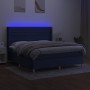 Cama box spring colchón y luces LED tela azul 160x200 cm de , Camas y somieres - Ref: Foro24-3138971, Precio: 568,74 €, Descu...