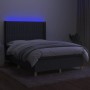 Cama box spring colchón y luces LED tela gris oscuro 140x190 cm de , Camas y somieres - Ref: Foro24-3139030, Precio: 541,26 €...