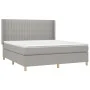 Box spring bed mattress and LED lights light gray fabric 160x200 cm by , Beds and slatted bases - Ref: Foro24-3139045, Price:...