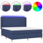Cama box spring colchón y luces LED tela azul 160x200 cm de , Camas y somieres - Ref: Foro24-3139051, Precio: 580,27 €, Descu...