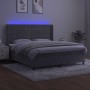 Cama box spring colchón y LED terciopelo gris claro 160x200 cm de , Camas y somieres - Ref: Foro24-3139631, Precio: 546,86 €,...