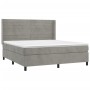 Cama box spring colchón y LED terciopelo gris claro 160x200 cm de , Camas y somieres - Ref: Foro24-3139631, Precio: 546,86 €,...