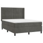 Cama box spring colchón y LED terciopelo gris oscuro 140x200 cm de , Camas y somieres - Ref: Foro24-3139686, Precio: 504,52 €...