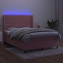 Cama box spring colchón y LED terciopelo rosa 140x190 cm de , Camas y somieres - Ref: Foro24-3139684, Precio: 525,66 €, Descu...