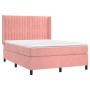 Cama box spring colchón y LED terciopelo rosa 140x190 cm de , Camas y somieres - Ref: Foro24-3139684, Precio: 525,66 €, Descu...