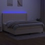 Cama box spring colchón y luces LED tela crema 200x200 cm de , Camas y somieres - Ref: Foro24-3138506, Precio: 636,42 €, Desc...