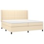 Cama box spring colchón y luces LED tela crema 200x200 cm de , Camas y somieres - Ref: Foro24-3138506, Precio: 636,42 €, Desc...