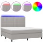 Cama box spring colchón y luces LED tela gris claro 160x200 cm de , Camas y somieres - Ref: Foro24-3135045, Precio: 573,73 €,...