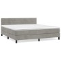 Cama box spring con colchón terciopelo gris claro 160x200 cm de , Camas y somieres - Ref: Foro24-3141371, Precio: 470,84 €, D...