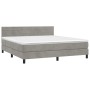 Cama box spring con colchón terciopelo gris claro 160x200 cm de , Camas y somieres - Ref: Foro24-3141371, Precio: 470,84 €, D...