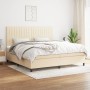 Cama box spring con colchón tela color crema 200x200 cm de , Camas y somieres - Ref: Foro24-3141966, Precio: 622,52 €, Descue...