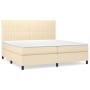 Cama box spring con colchón tela color crema 200x200 cm de , Camas y somieres - Ref: Foro24-3141966, Precio: 622,52 €, Descue...