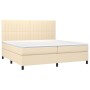 Cama box spring con colchón tela color crema 200x200 cm de , Camas y somieres - Ref: Foro24-3141966, Precio: 622,52 €, Descue...