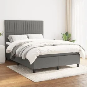 Cama box spring con colchón tela gris oscuro 140x190 cm de , Camas y somieres - Ref: Foro24-3141930, Precio: 530,84 €, Descue...
