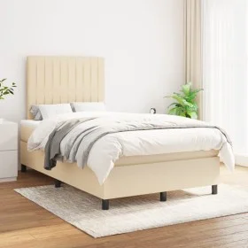 Cama box spring con colchón tela color crema 120x200 cm de , Camas y somieres - Ref: Foro24-3141926, Precio: 421,12 €, Descue...