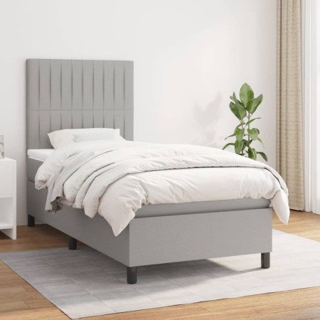 Cama box spring con colchón tela gris claro 80x200 cm de , Camas y somieres - Ref: Foro24-3141889, Precio: 306,08 €, Descuent...