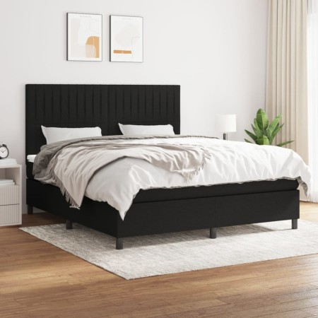 Cama box spring con colchón tela negro 160x200 cm de , Camas y somieres - Ref: Foro24-3141947, Precio: 574,98 €, Descuento: %